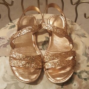 Sparkly rose gold sandals
